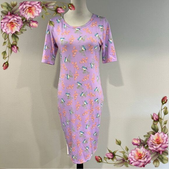 LuLaRoe Midi Julia Dress Short Sleeve Crew Neck size small - Picture 1 of 11